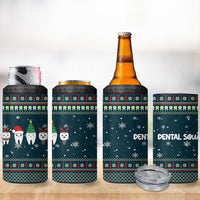 Funny Christmas Dental Squad Tooth Characters 4 in 1 Can Cooler Tumbler Snowflake Pattern Design - Wonder Print Shop