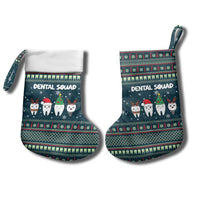 Funny Christmas Dental Squad Tooth Characters Christmas Stocking Snowflake Pattern Design - Wonder Print Shop