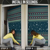 Funny Christmas Dental Squad Tooth Characters Door Cover Snowflake Pattern Design - Wonder Print Shop