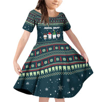 Funny Christmas Dental Squad Tooth Characters Family Matching Off Shoulder Short Dress and Hawaiian Shirt Snowflake Pattern Design - Wonder Print Shop