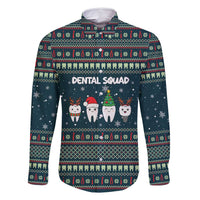 Funny Christmas Dental Squad Tooth Characters Family Matching Off Shoulder Short Dress and Hawaiian Shirt Snowflake Pattern Design - Wonder Print Shop