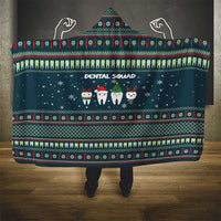 Funny Christmas Dental Squad Tooth Characters Hooded Blanket Snowflake Pattern Design - Wonder Print Shop