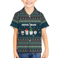 Funny Christmas Dental Squad Tooth Characters Kid Hawaiian Shirt Snowflake Pattern Design - Wonder Print Shop