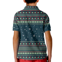Funny Christmas Dental Squad Tooth Characters Kid Polo Shirt Snowflake Pattern Design - Wonder Print Shop