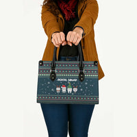 Funny Christmas Dental Squad Tooth Characters Leather Bag Snowflake Pattern Design - Wonder Print Shop