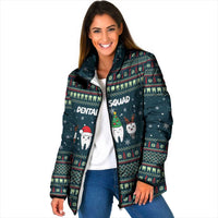 Funny Christmas Dental Squad Tooth Characters Padded Jacket Snowflake Pattern Design - Wonder Print Shop