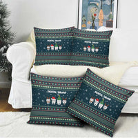 Funny Christmas Dental Squad Tooth Characters Pillow Cover Snowflake Pattern Design - Wonder Print Shop