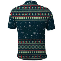 Funny Christmas Dental Squad Tooth Characters Polo Shirt Snowflake Pattern Design - Wonder Print Shop