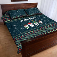 Funny Christmas Dental Squad Tooth Characters Quilt Bed Set Snowflake Pattern Design - Wonder Print Shop