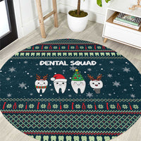 Funny Christmas Dental Squad Tooth Characters Round Carpet Snowflake Pattern Design - Wonder Print Shop