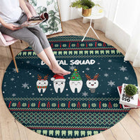 Funny Christmas Dental Squad Tooth Characters Round Carpet Snowflake Pattern Design - Wonder Print Shop