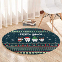 Funny Christmas Dental Squad Tooth Characters Round Carpet Snowflake Pattern Design - Wonder Print Shop