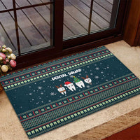 Funny Christmas Dental Squad Tooth Characters Rubber Doormat Snowflake Pattern Design - Wonder Print Shop