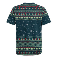 Funny Christmas Dental Squad Tooth Characters Rugby Jersey Snowflake Pattern Design - Wonder Print Shop