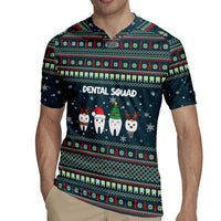 Funny Christmas Dental Squad Tooth Characters Rugby Jersey Snowflake Pattern Design - Wonder Print Shop
