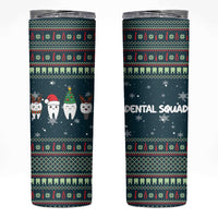 Funny Christmas Dental Squad Tooth Characters Skinny Tumbler Snowflake Pattern Design - Wonder Print Shop