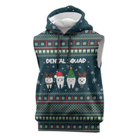 Funny Christmas Dental Squad Tooth Characters Sleeveless Hoodie Snowflake Pattern Design - Wonder Print Shop