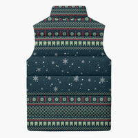 Funny Christmas Dental Squad Tooth Characters Sleeveless Puffer Jacket Snowflake Pattern Design - Wonder Print Shop