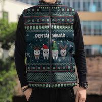 Funny Christmas Dental Squad Tooth Characters Sleeveless Puffer Jacket Snowflake Pattern Design - Wonder Print Shop