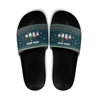 Funny Christmas Dental Squad Tooth Characters Slide Sandals Snowflake Pattern Design - Wonder Print Shop