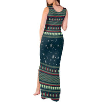 Funny Christmas Dental Squad Tooth Characters Tank Maxi Dress Snowflake Pattern Design - Wonder Print Shop