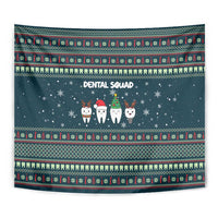Funny Christmas Dental Squad Tooth Characters Tapestry Snowflake Pattern Design - Wonder Print Shop