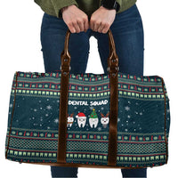 Funny Christmas Dental Squad Tooth Characters Travel Bag Snowflake Pattern Design - Wonder Print Shop