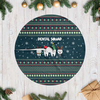 Funny Christmas Dental Squad Tooth Characters Tree Skirt Snowflake Pattern Design - Wonder Print Shop