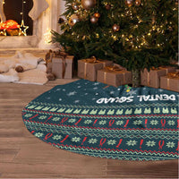 Funny Christmas Dental Squad Tooth Characters Tree Skirt Snowflake Pattern Design - Wonder Print Shop