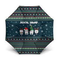 Funny Christmas Dental Squad Tooth Characters Umbrella Snowflake Pattern Design - Wonder Print Shop