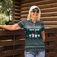 Funny Christmas Dental Squad Tooth Characters Women Polo Shirt Snowflake Pattern Design - Wonder Print Shop