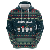 Funny Christmas Dental Squad Tooth Characters Zip Hoodie Snowflake Pattern Design - Wonder Print Shop