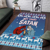 Jesus Not To Day Satan Christmas Area Rug Funny Xmas Holiday Patterns - Wonder Print Shop