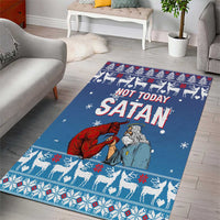 Jesus Not To Day Satan Christmas Area Rug Funny Xmas Holiday Patterns - Wonder Print Shop
