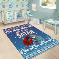 Jesus Not To Day Satan Christmas Area Rug Funny Xmas Holiday Patterns - Wonder Print Shop
