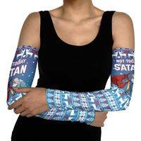 Jesus Not To Day Satan Christmas Arm Sleeves Funny Xmas Holiday Patterns - Wonder Print Shop