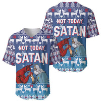 Jesus Not To Day Satan Christmas Baseball Jersey Funny Xmas Holiday Patterns - Wonder Print Shop