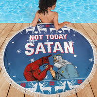 Jesus Not To Day Satan Christmas Beach Blanket Funny Xmas Holiday Patterns - Wonder Print Shop