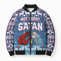 Jesus Not To Day Satan Christmas Bomber Puffer Jacket Funny Xmas Holiday Patterns - Wonder Print Shop