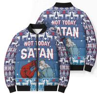 Jesus Not To Day Satan Christmas Bomber Puffer Jacket Funny Xmas Holiday Patterns - Wonder Print Shop