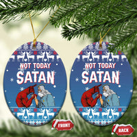Jesus Not To Day Satan Christmas Ceramic Ornament Funny Xmas Holiday Patterns - Wonder Print Shop