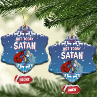 Jesus Not To Day Satan Christmas Ceramic Ornament Funny Xmas Holiday Patterns - Wonder Print Shop