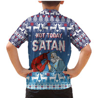 Jesus Not To Day Satan Christmas Family Matching Mermaid Dress and Hawaiian Shirt Funny Xmas Holiday Patterns - Wonder Print Shop
