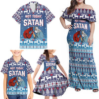 Jesus Not To Day Satan Christmas Family Matching Off Shoulder Maxi Dress and Hawaiian Shirt Funny Xmas Holiday Patterns - Wonder Print Shop