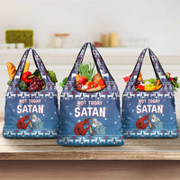 Jesus Not To Day Satan Christmas Grocery Bag Funny Xmas Holiday Patterns - Wonder Print Shop