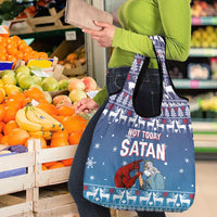 Jesus Not To Day Satan Christmas Grocery Bag Funny Xmas Holiday Patterns - Wonder Print Shop