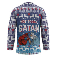 Jesus Not To Day Satan Christmas Hockey Jersey Funny Xmas Holiday Patterns - Wonder Print Shop