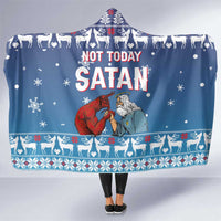 Jesus Not To Day Satan Christmas Hooded Blanket Funny Xmas Holiday Patterns - Wonder Print Shop