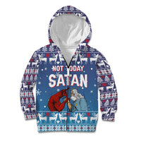 Jesus Not To Day Satan Christmas Kid Hoodie Funny Xmas Holiday Patterns - Wonder Print Shop