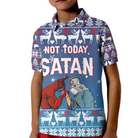 Jesus Not To Day Satan Christmas Kid Polo Shirt Funny Xmas Holiday Patterns - Wonder Print Shop
